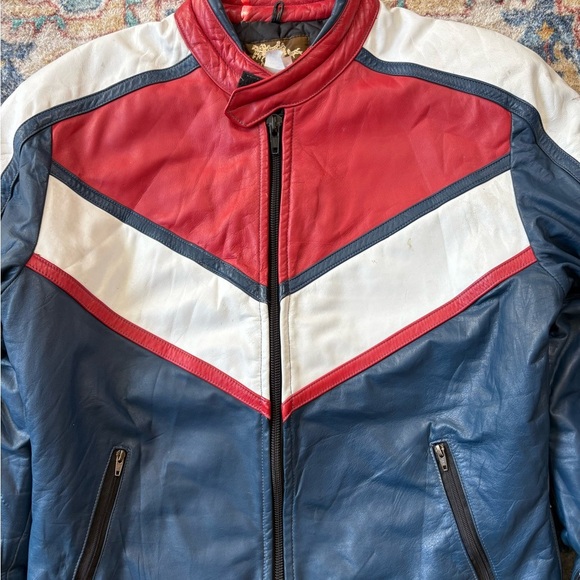 Vintage Leather Racing Zip-up Jacket Large - Picture 4 of 7